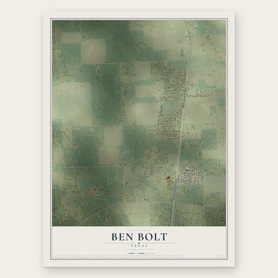 Ben Bolt, Texas map print, the full design
