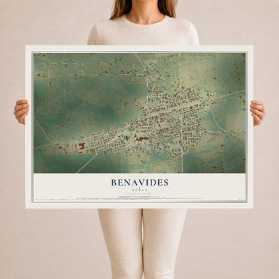 Map of Benavides, Texas, 24 x 36 inch unframed archival matte print