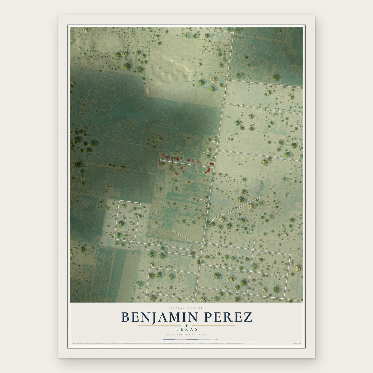 Benjamin Perez, Texas map print, the full design