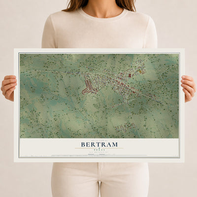 Map of Bertram, Texas, 12 x 18 inch unframed archival matte print