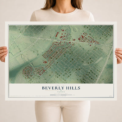 Map of Beverly Hills, Texas, 18 x 24 inch unframed archival matte print