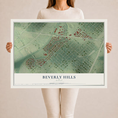 Map of Beverly Hills, Texas, 24 x 36 inch unframed archival matte print
