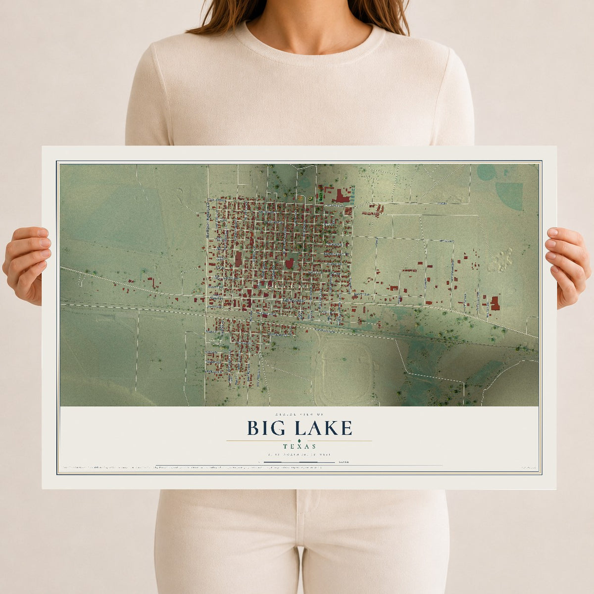 Map of Big Lake, Texas, 12 x 18 inch unframed archival matte print