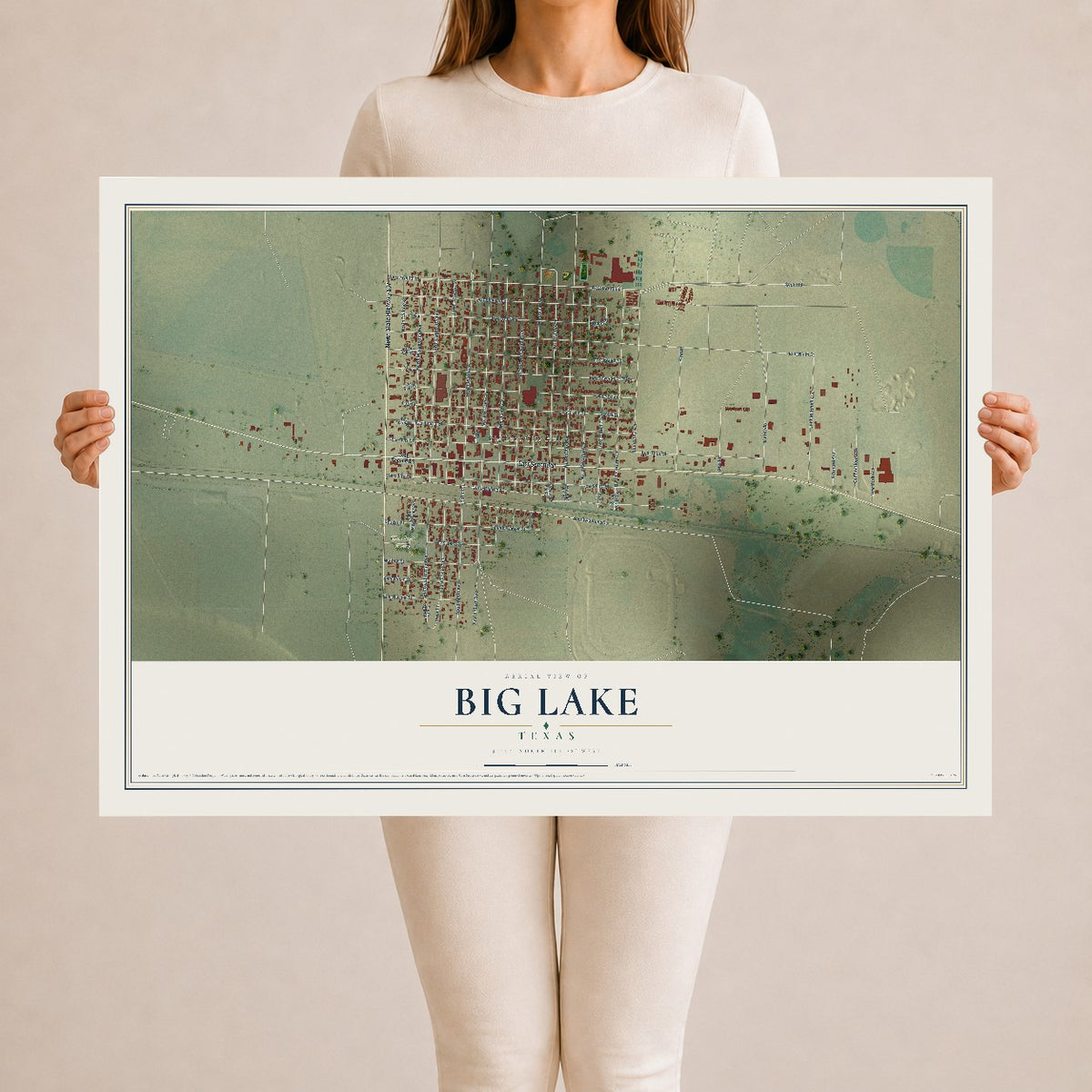 Map of Big Lake, Texas, 24 x 36 inch unframed archival matte print