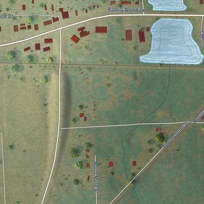 Second close-up of the map of Big Sandy, Texas print showing more streets and buildings