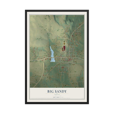 Map of Big Sandy, Texas, 12 x 18 inch print in a black wood frame
