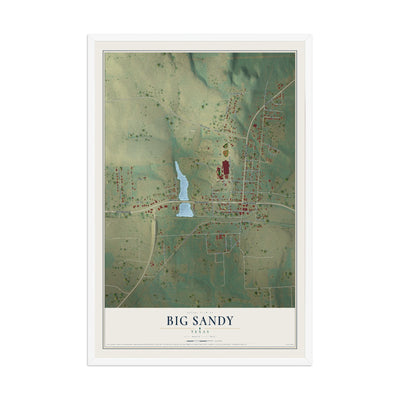 Map of Big Sandy, Texas, 12 x 18 inch print in a white wood frame