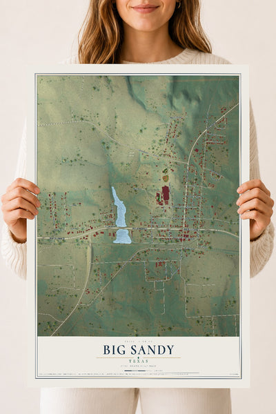 Map of Big Sandy, Texas, 18 x 24 inch unframed archival matte print