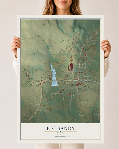 Map of Big Sandy, Texas, 24 x 36 inch unframed archival matte print