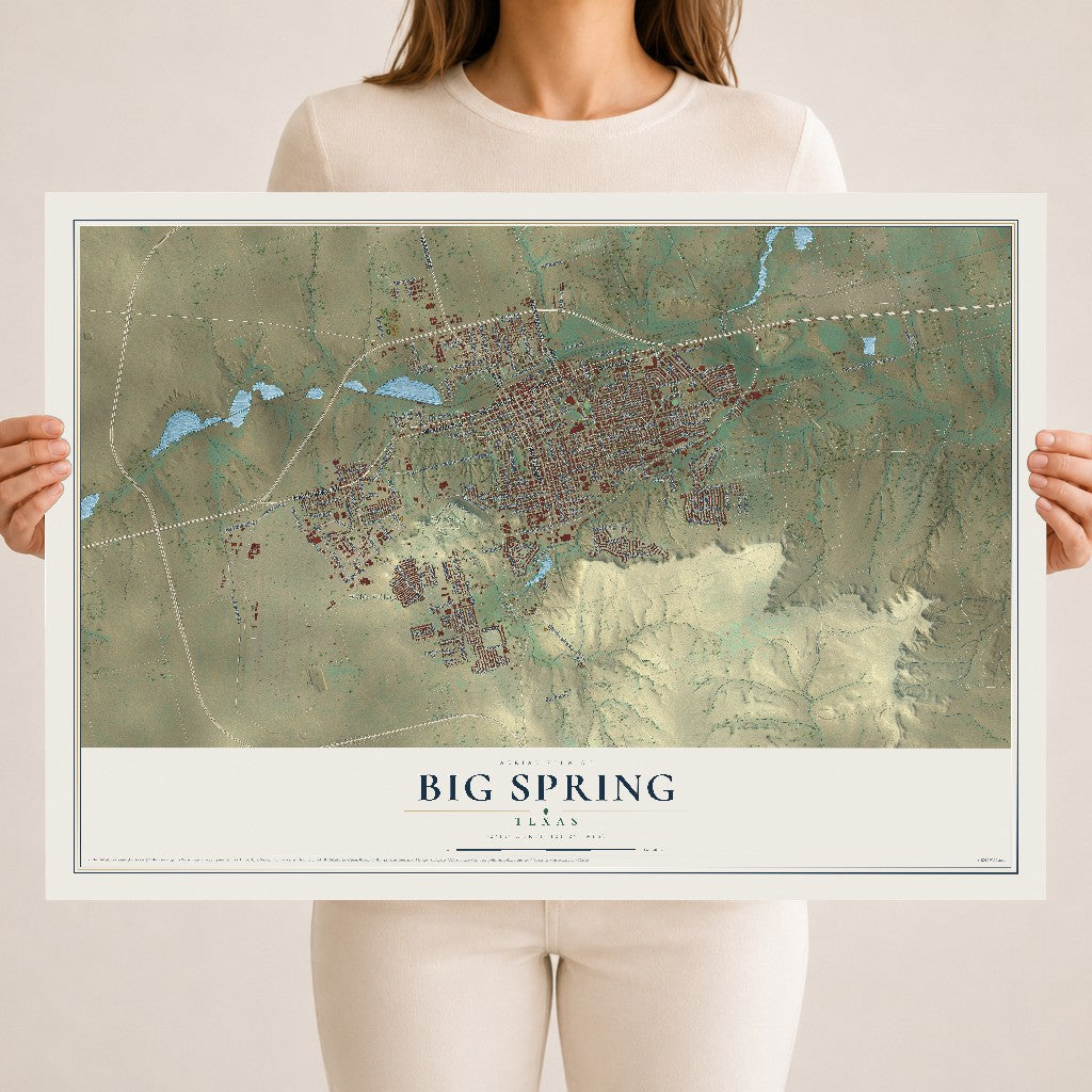 Map of Big Spring, Texas, 18 x 24 inch unframed archival matte print
