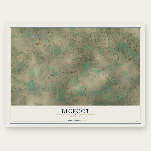 Bigfoot, Texas map print, the full design