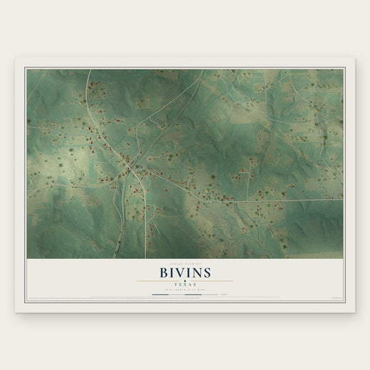 Bivins, Texas map print, the full design