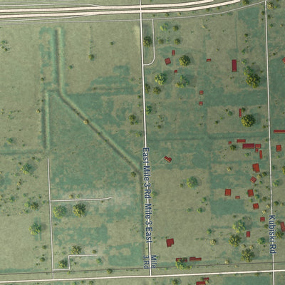 Close-up of the map of Bixby, Texas print showing street and building detail