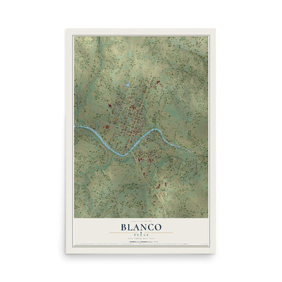 Map of Blanco, Texas, 12 x 18 inch unframed archival matte print
