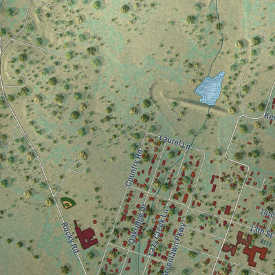 Second close-up of the map of Blanco, Texas print showing more streets and buildings