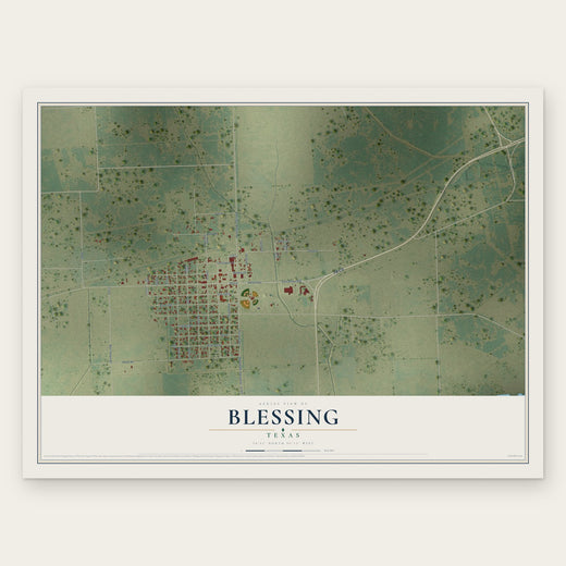 Blessing, Texas map print, the full design