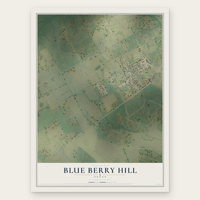 Blue Berry Hill, Texas map print, the full design