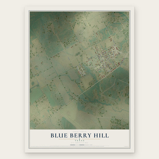 Blue Berry Hill, Texas map print, the full design