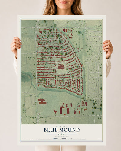 Map of Blue Mound, Texas, 24 x 36 inch unframed archival matte print