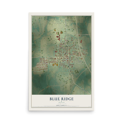 Map of Blue Ridge, Texas, 12 x 18 inch unframed archival matte print