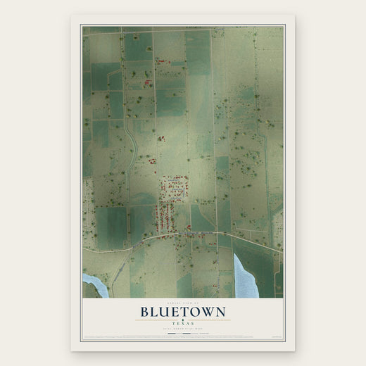 Bluetown, Texas map print, the full design