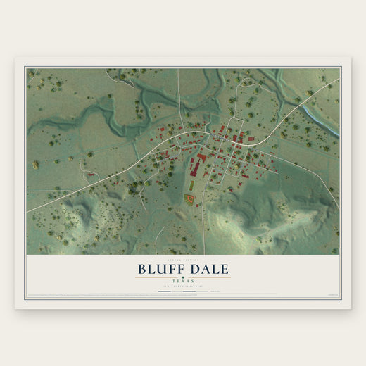 Bluff Dale, Texas map print, the full design