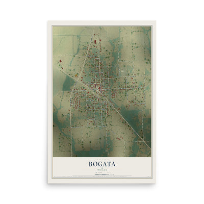 Map of Bogata, Texas, 12 x 18 inch unframed archival matte print