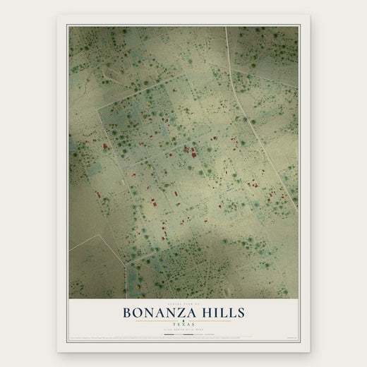 Bonanza Hills, Texas map print, the full design