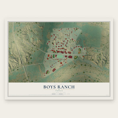 Boys Ranch, Texas map print, the full design