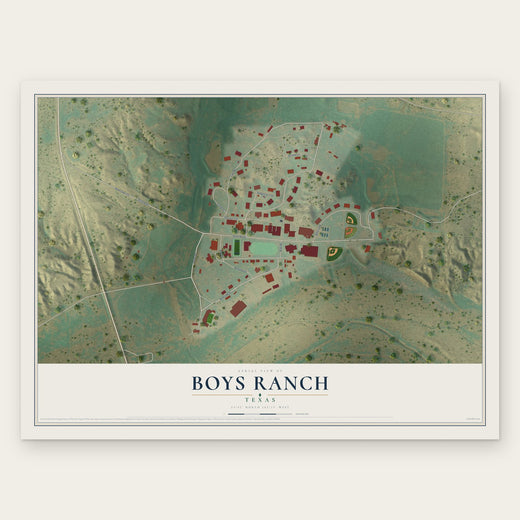 Boys Ranch, Texas map print, the full design