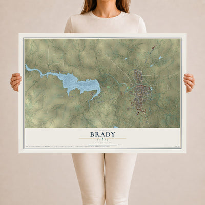 Map of Brady, Texas, 24 x 36 inch unframed archival matte print