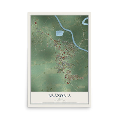Map of Brazoria, Texas, 12 x 18 inch unframed archival matte print