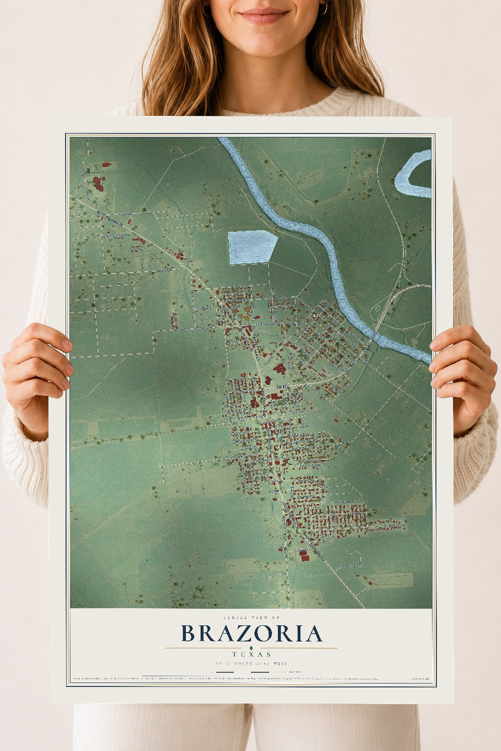 Map of Brazoria, Texas, 18 x 24 inch unframed archival matte print