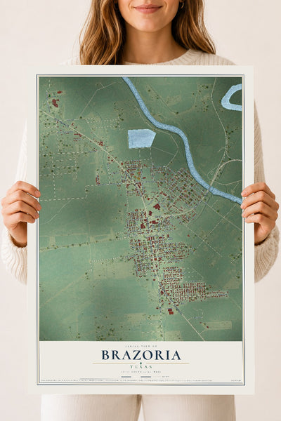 Map of Brazoria, Texas, 18 x 24 inch unframed archival matte print