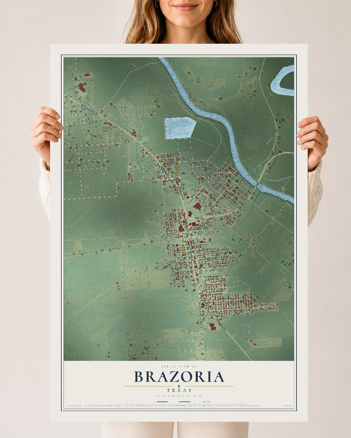 Map of Brazoria, Texas, 24 x 36 inch unframed archival matte print