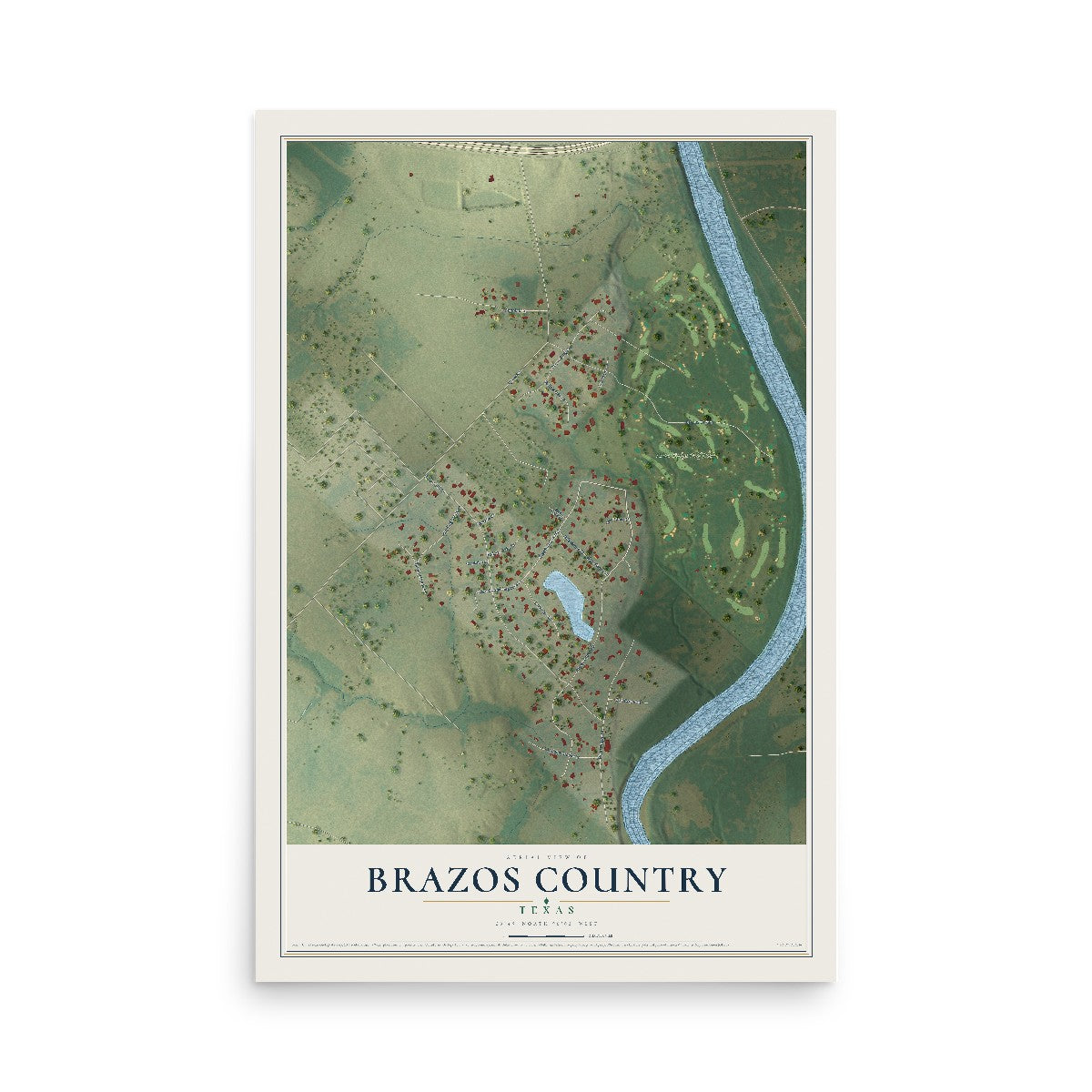 Map of Brazos Country, Texas, 12 x 18 inch unframed archival matte print