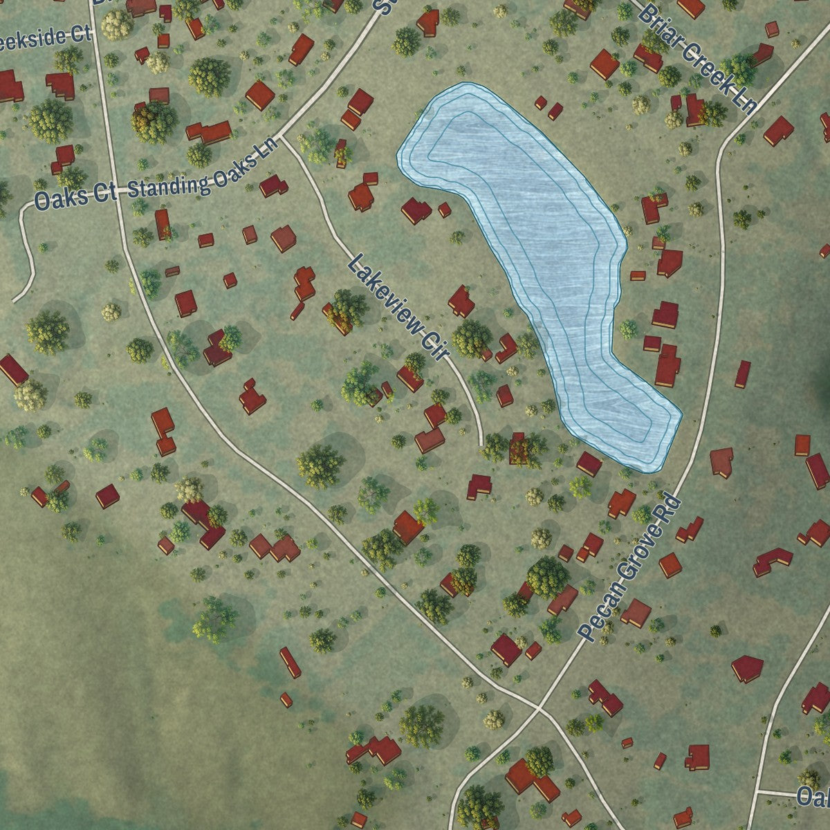 Close-up of the map of Brazos Country, Texas print showing street and building detail