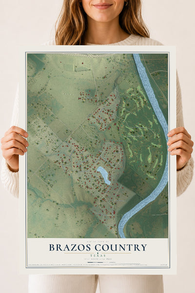 Map of Brazos Country, Texas, 18 x 24 inch unframed archival matte print