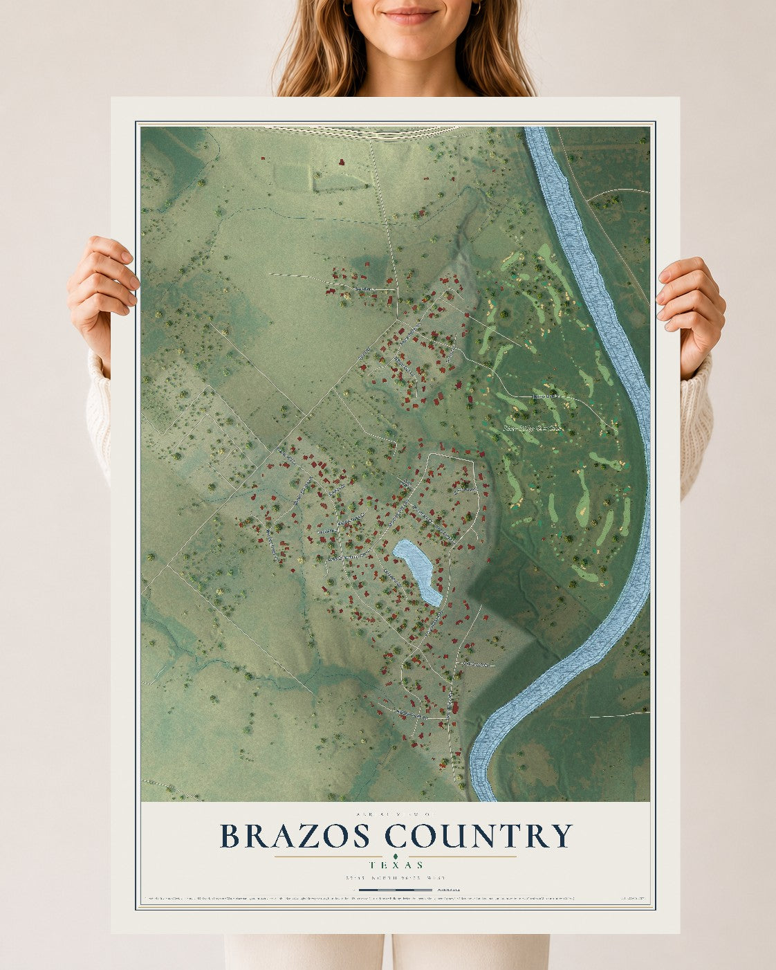 Map of Brazos Country, Texas, 24 x 36 inch unframed archival matte print