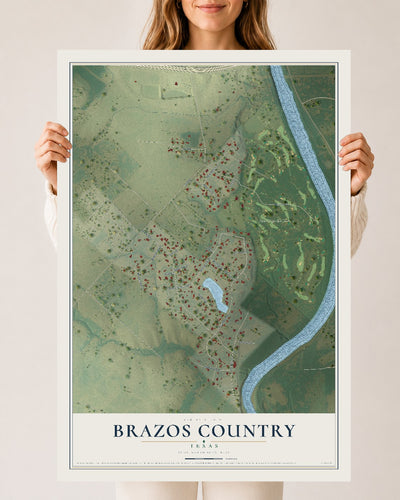 Map of Brazos Country, Texas, 24 x 36 inch unframed archival matte print