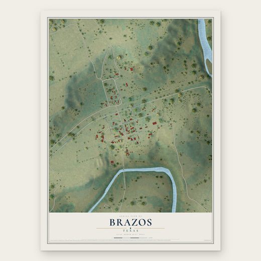 Brazos, Texas map print, the full design