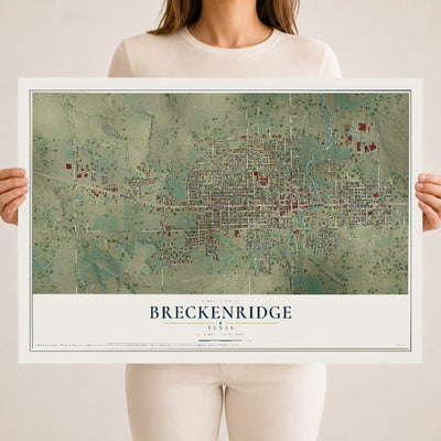 Map of Breckenridge, Texas, 18 x 24 inch unframed archival matte print