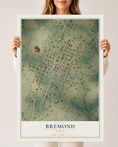 Map of Bremond, Texas, 24 x 36 inch unframed archival matte print