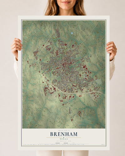 Map of Brenham, Texas, 24 x 36 inch unframed archival matte print