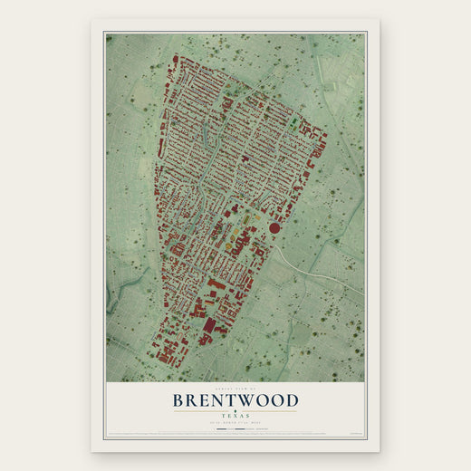 Brentwood, Texas map print, the full design