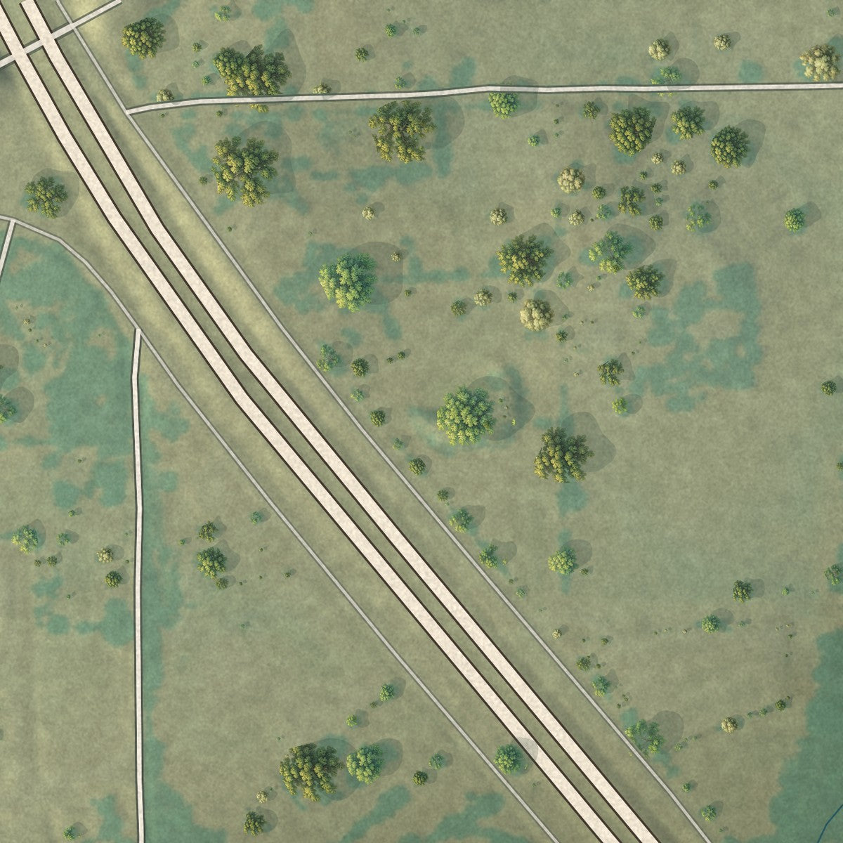 Close-up of the map of Briaroaks, Texas print showing street and building detail