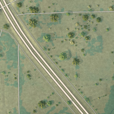 Close-up of the map of Briaroaks, Texas print showing street and building detail