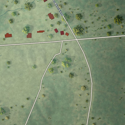 Second close-up of the map of Broaddus, Texas print showing more streets and buildings