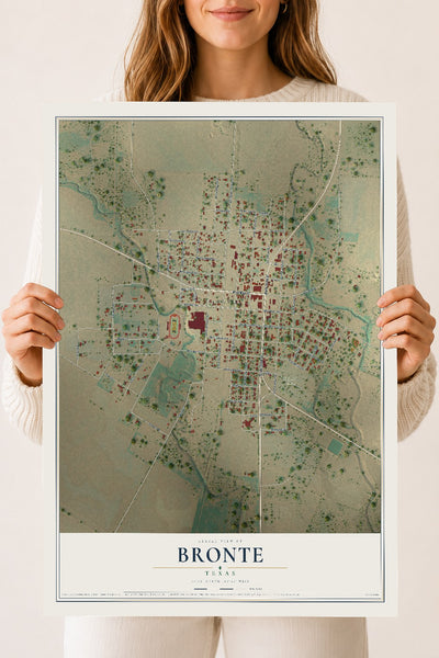 Map of Bronte, Texas, 18 x 24 inch unframed archival matte print