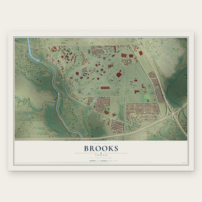 Brooks, Texas map print, the full design